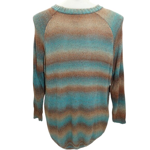 Telluride Blue Brown Striped Sweater Size L Boho Western Cozy Rustic Knit Top - Picture 3 of 7
